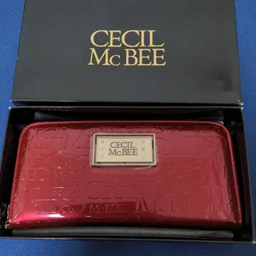 미사용 레어 CECIL McBEE 레드 에나멜 로고 엠보 장지갑