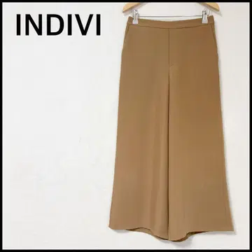 [ 거의 미사용 ] 인디비 와이드 팬츠 가우초 팬츠 밴딩 베이지 S