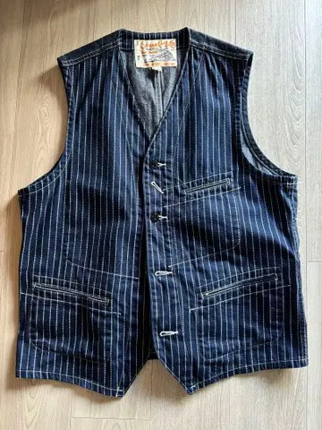 슈가케인 스트라이프 데님 베스트