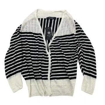 미사용 브라민 스트라이프 린넨 가디건 7부 소매 38 사이즈