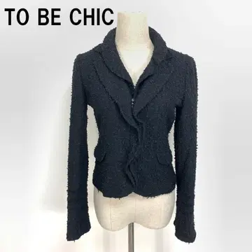 A7367 투 비 시크 자켓 울 트위드 프릴 블랙 38