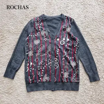 새상품급 로샤스 도킹 가디건 (9) 올 패턴 울 엘레강트 개성파