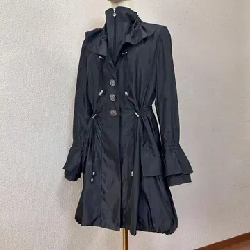 A925 루이 페로 드로 코드 롱 코트 블랙 얇은 소재 봄/가을