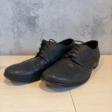 ROCKPORT 블랙 가죽 윙 팁 드레스 신발