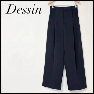 Dessin 데셍 와이드 팬츠 턱 팬츠 허리밴딩 다크 네이비 S