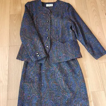 쇼와 레트로 flame 페이즐리 무늬 자켓과 스커트 세트