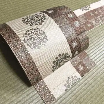 순수 실크 하카타 오리 나고야 오비 [꽃 문양]