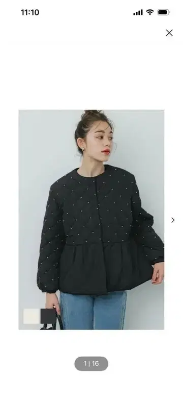 노카라 퀼팅 자켓 블랙