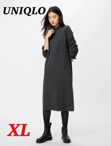 미사용품 UNIQLO 수플레얀 원피스 다크 그레이 XL 사이즈