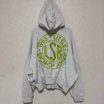 LittleSunnyBite LSB 로고 지퍼 후드티 뒷면 로고 그레이