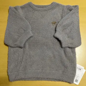 리본 모티브 그레이 반팔 니트 38/M