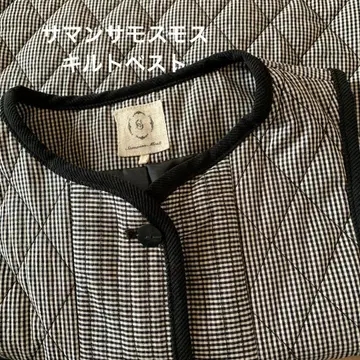 사만사 모스모스 퀼트 베스트 블랙 x 체크 F 사이즈