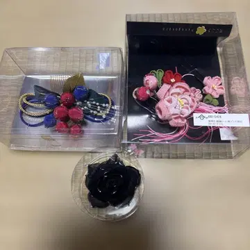 일본 의류 머리 장식 꽃과 잎 모티브 세트