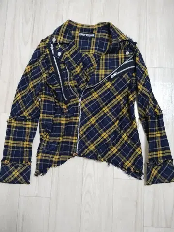 캔디 스트리퍼 체크 라이더 자켓