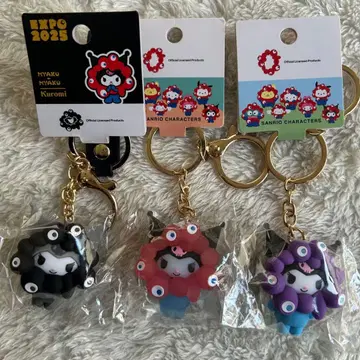쿠로미 미야쿠미야쿠 블랙&클리어&파스텔 마스코트 키링 3종 세트