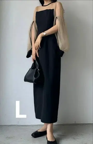 louere 튤 볼륨 소매 원피스 L