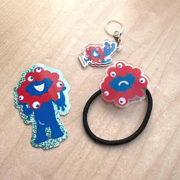 파란색 캐릭터 아크릴 키링 세트