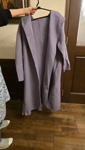 SNIDEL 후드 부착 롱 코트 라벤더