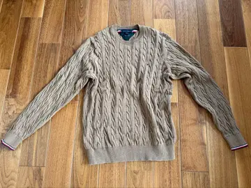 타미힐피거 베이지 케이블 니트 남성용 L 사이즈