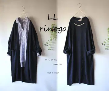 새상품 할인 LL 네이비 사슴 무늬 니트 토퍼 롱 가디건 빅 사이즈