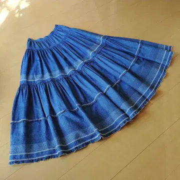 PINK HOUSE 데님 티어드 롱 스커트