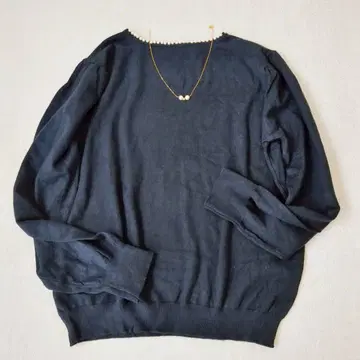 우이에 스웨터 펄 장식 크루넥 고급 심플 성인 여성스러운 L