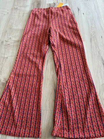 Anina 플레어 팬츠 빨간색 파랑 오렌지 무늬