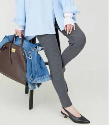 슬로브 이에나 워셔블 니트 레깅스 리브 레깅스 그레이 울