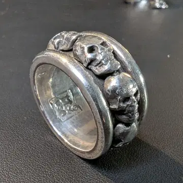 회전식 레더스앤트레져 스컬 반지 약 18.5호 실버 925