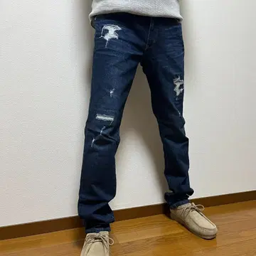 새상품급 [EDWIN] 에드윈 GE33 데미지 가공 테이퍼드 데님 팬츠