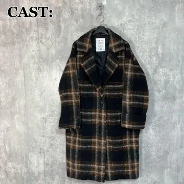 CAST: 체크 무늬 롱 코트 M
