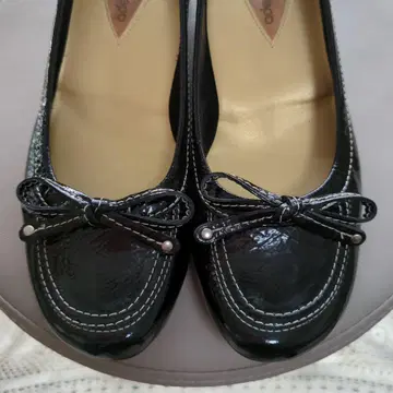 소가죽, 블랙 리본 포함 플랫슈즈 24cm