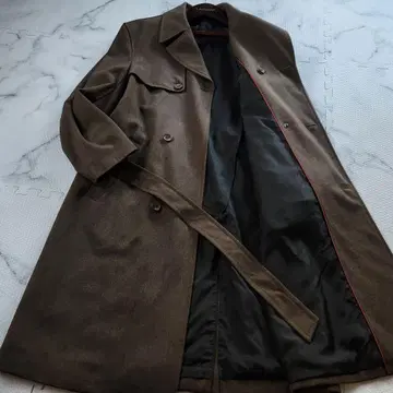 최고급 이탈리아제 dunhill 트렌치코트 울 벨트 롱