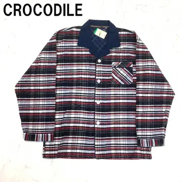 A7385 택 포함 새상품 크로커다일 긴팔 셔츠 룸웨어 면 빨간색 L