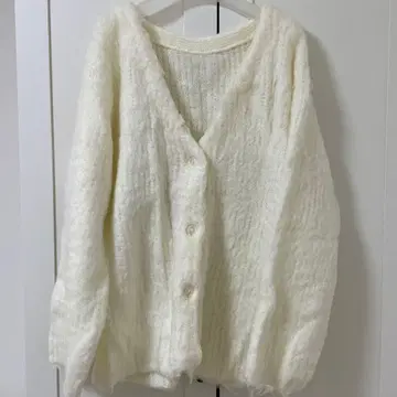 mystic 울 혼방 샤기 가디건