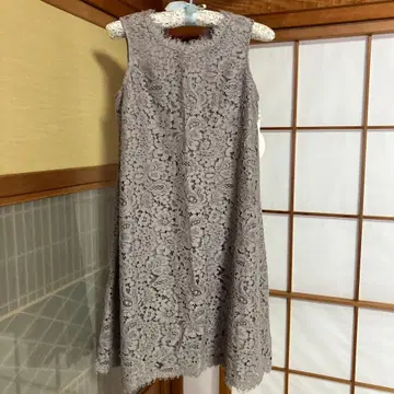 택 포함 새상품 연보라 레이스 슬리브리스 원피스 38