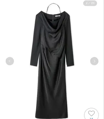 snidel 드레이프 백 새틴 롱 원피스 차콜 그레이