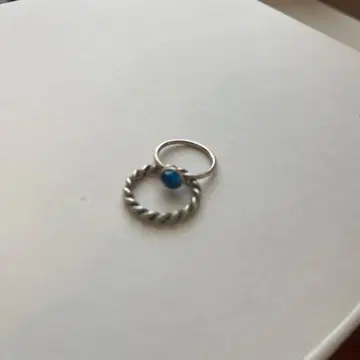 판도라 실버 트위스트 링 푸른 보석