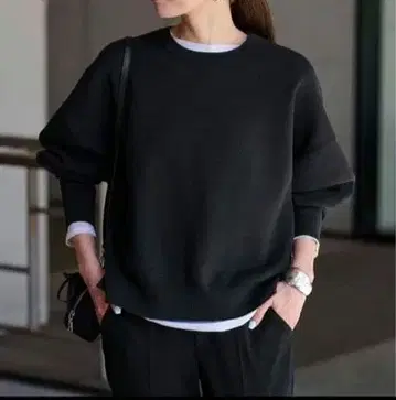 프레임워크 더블 자카드 풀오버 블랙