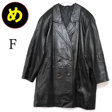 부드러운 양가죽 가죽 코트 미들 기장 더블 버튼