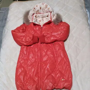 오렌지 퍼 달린 다운 자켓 리버서블