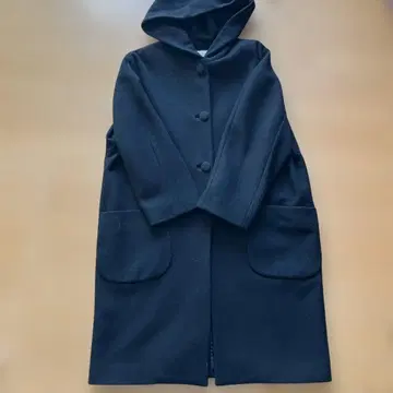 l'atelier du savon 캐시미어 혼방 후디드 코트 블랙