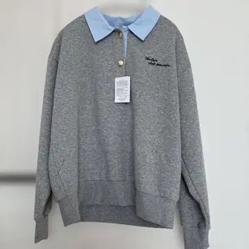 카라 부착 그레이 맨투맨 M