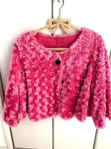 핑크 퍼 판초풍 자켓