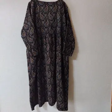 이치 페이즐리 무늬 코듀로이 롱 원피스