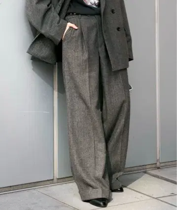 soerte/와이드 스트레이트 슬랙스 팬츠/브라운/2