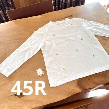 45R 화이트 자수 사각 롱T 여성용 4