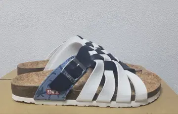 새상품급 EDWIN 뜨개질 샌들 화이트/네이비