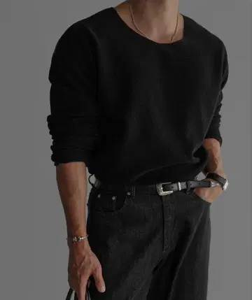 코튼 보트넥 니트 T셔츠