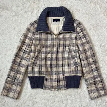 투모로우랜드 트위드 점퍼 아우터 크림색 그레이 38